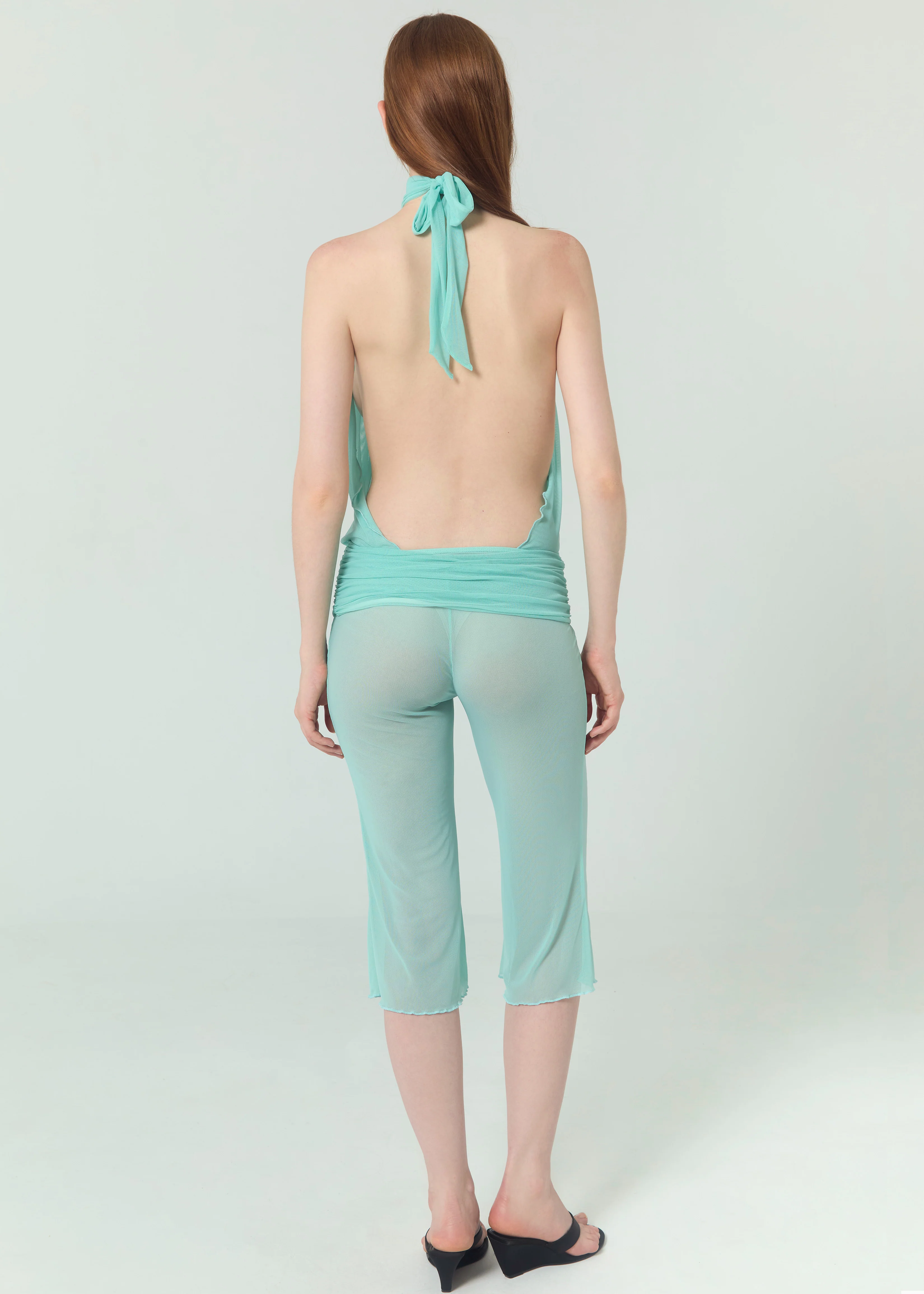 MESH NECK TOP - AQUA - Image 5