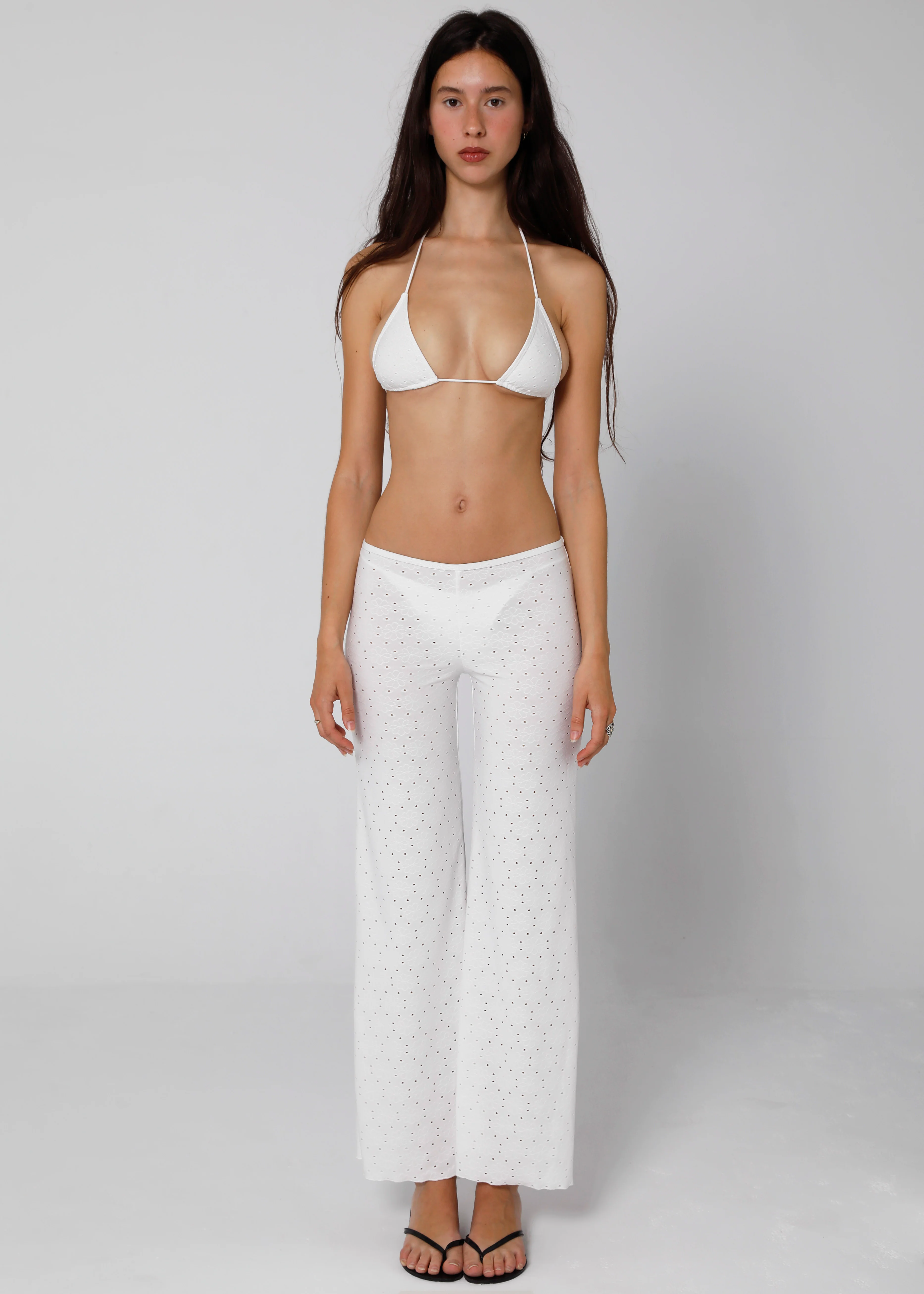 EYELET PANTS - WHITE