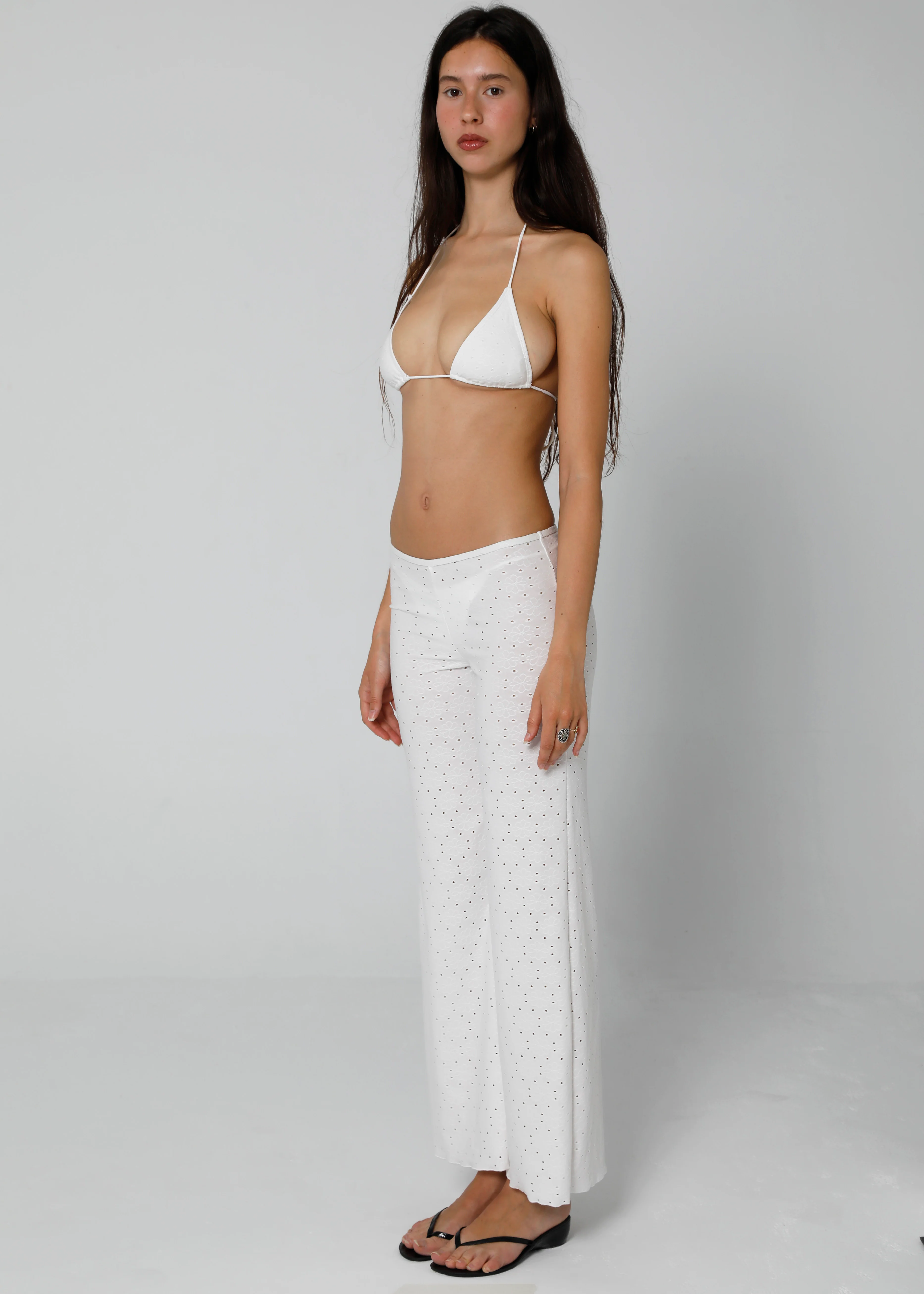 EYELET PANTS - WHITE - Image 7
