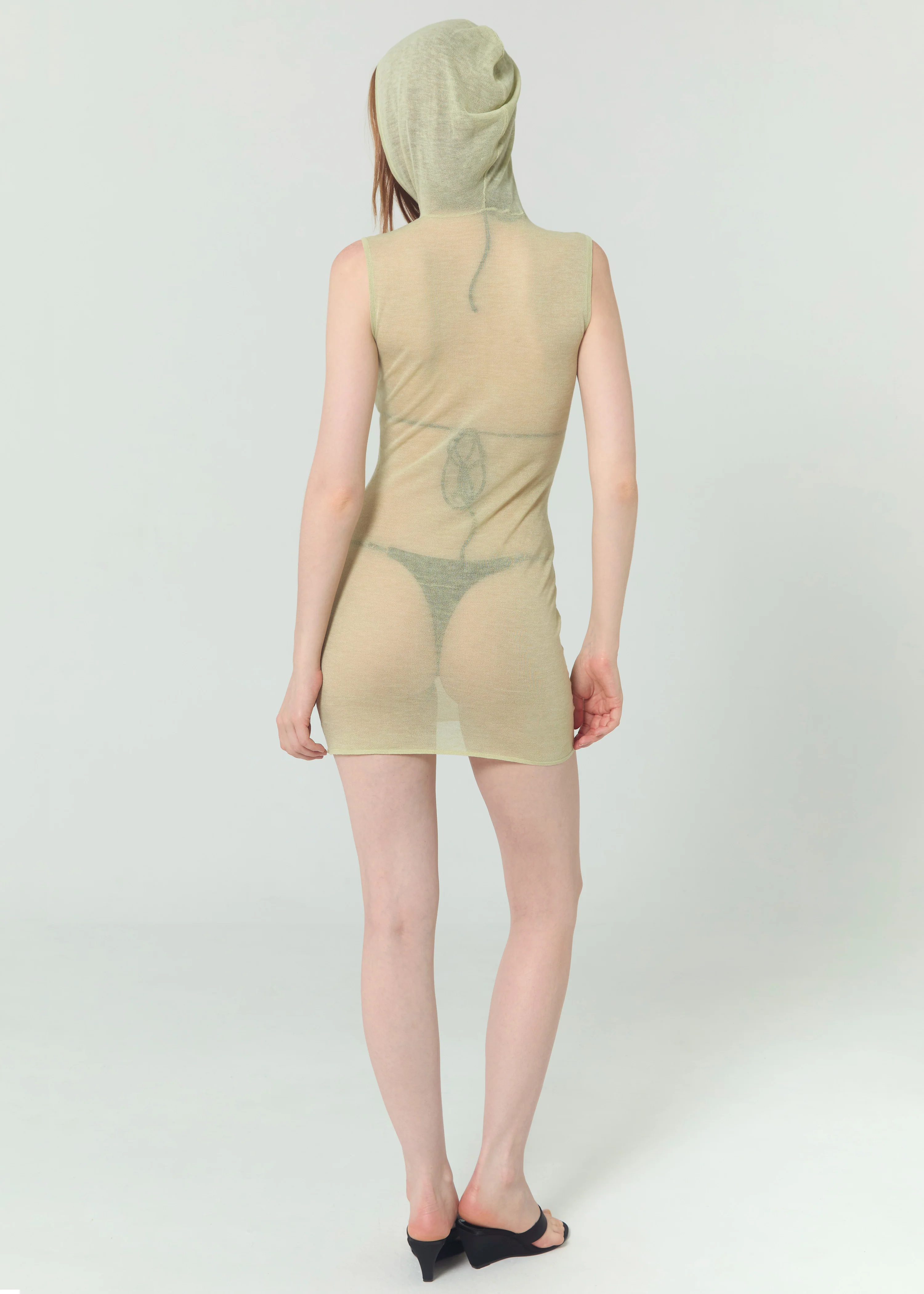 KNIT HOODED DRESS - LIME - Image 7