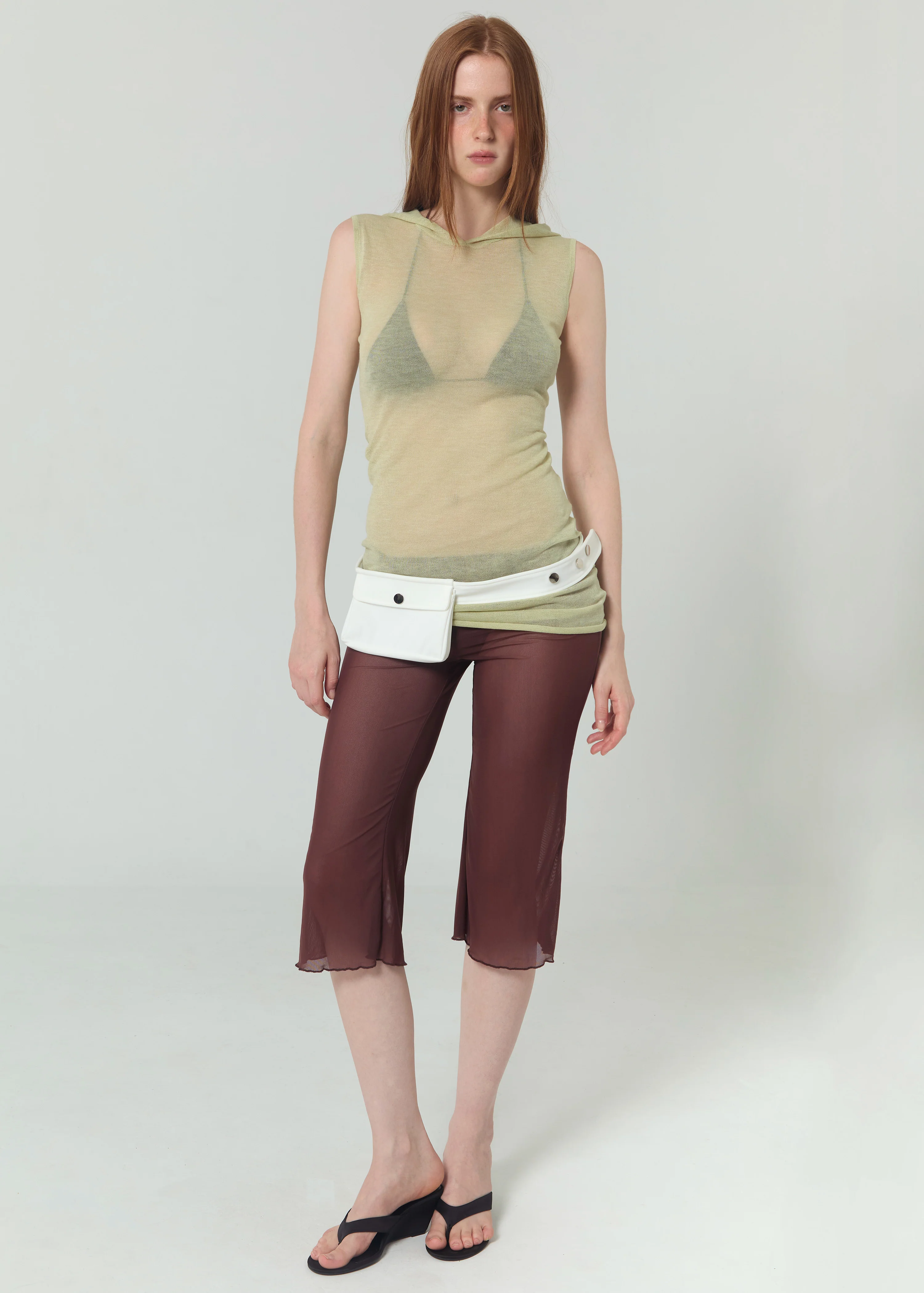 KNIT HOODED DRESS - LIME - Image 8
