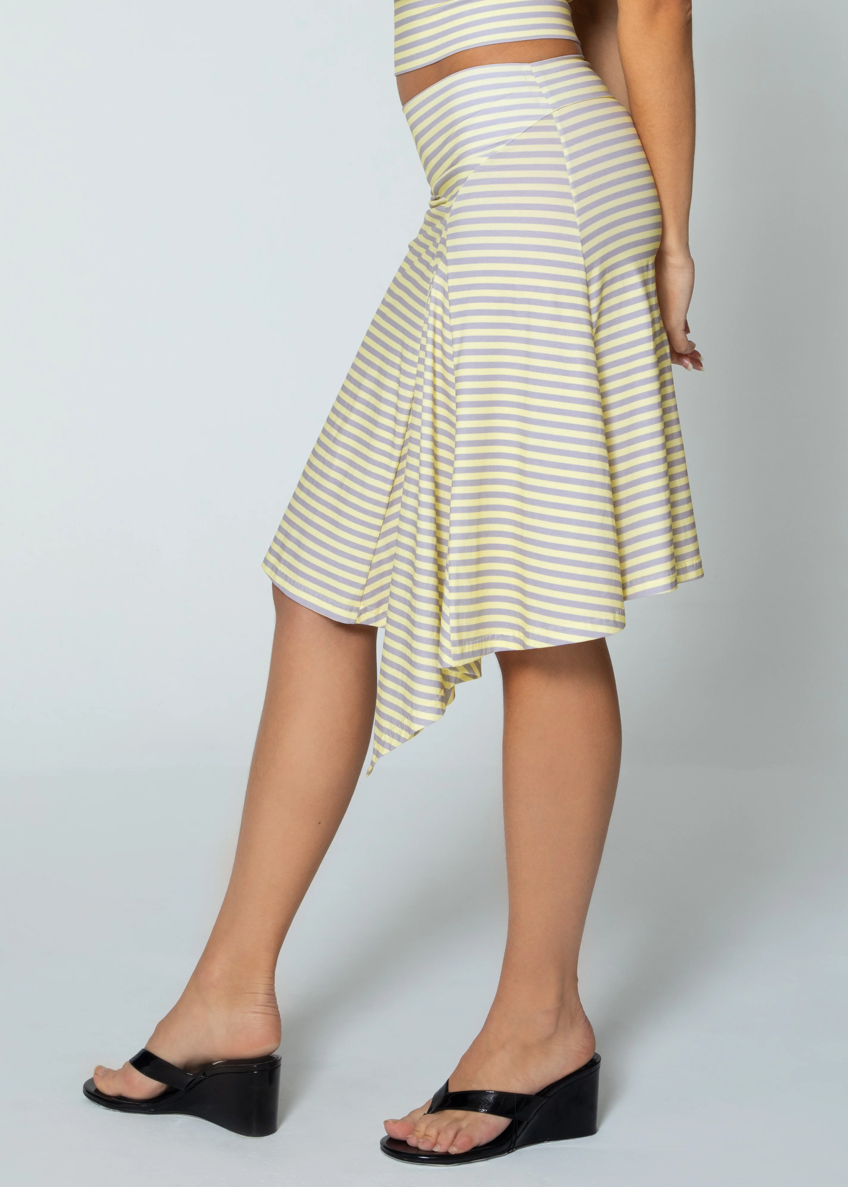 STRIPED ASYMMETRIC SKIRT - BUTTER - Image 3