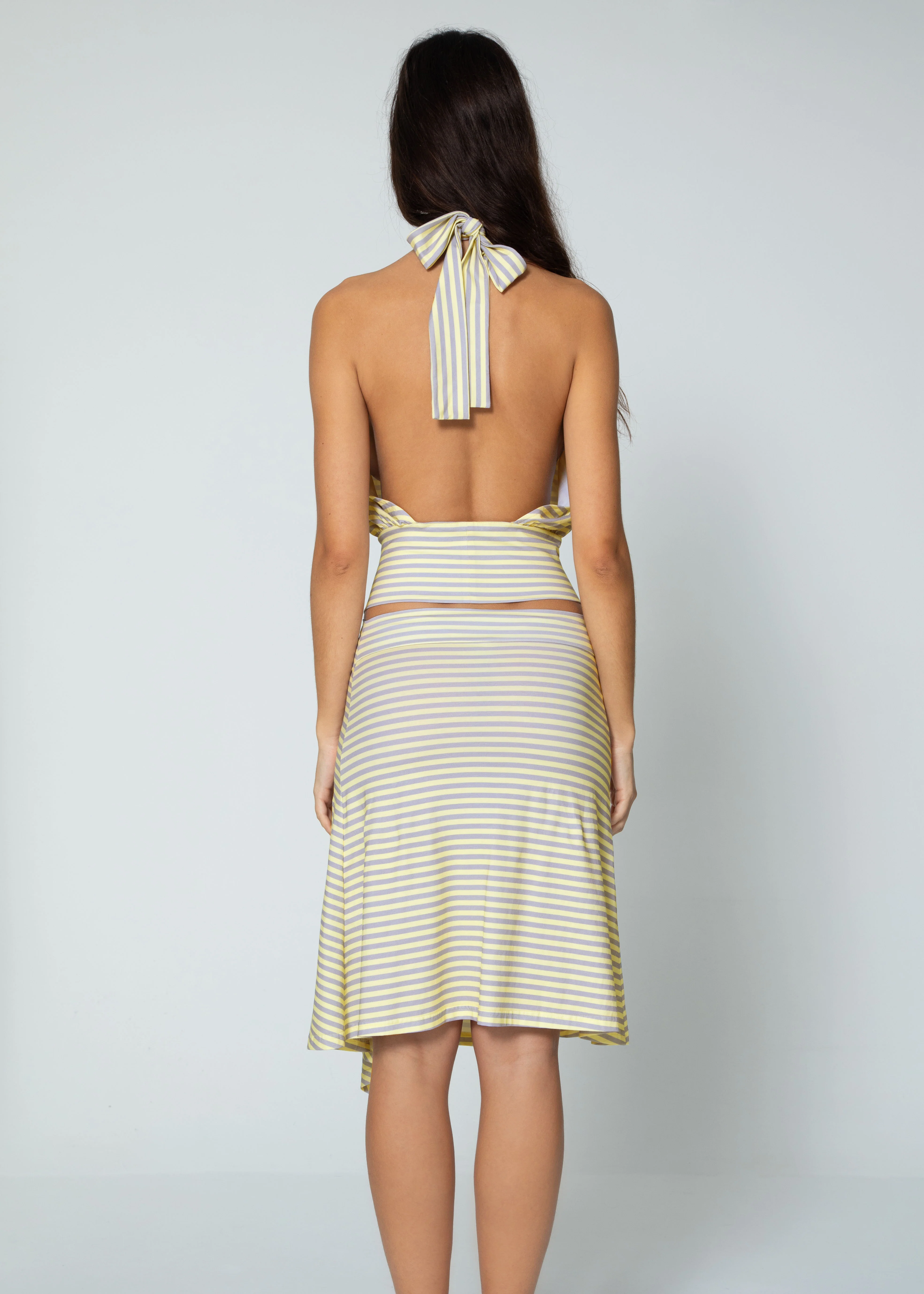 STRIPED ASYMMETRIC SKIRT - BUTTER - Image 4