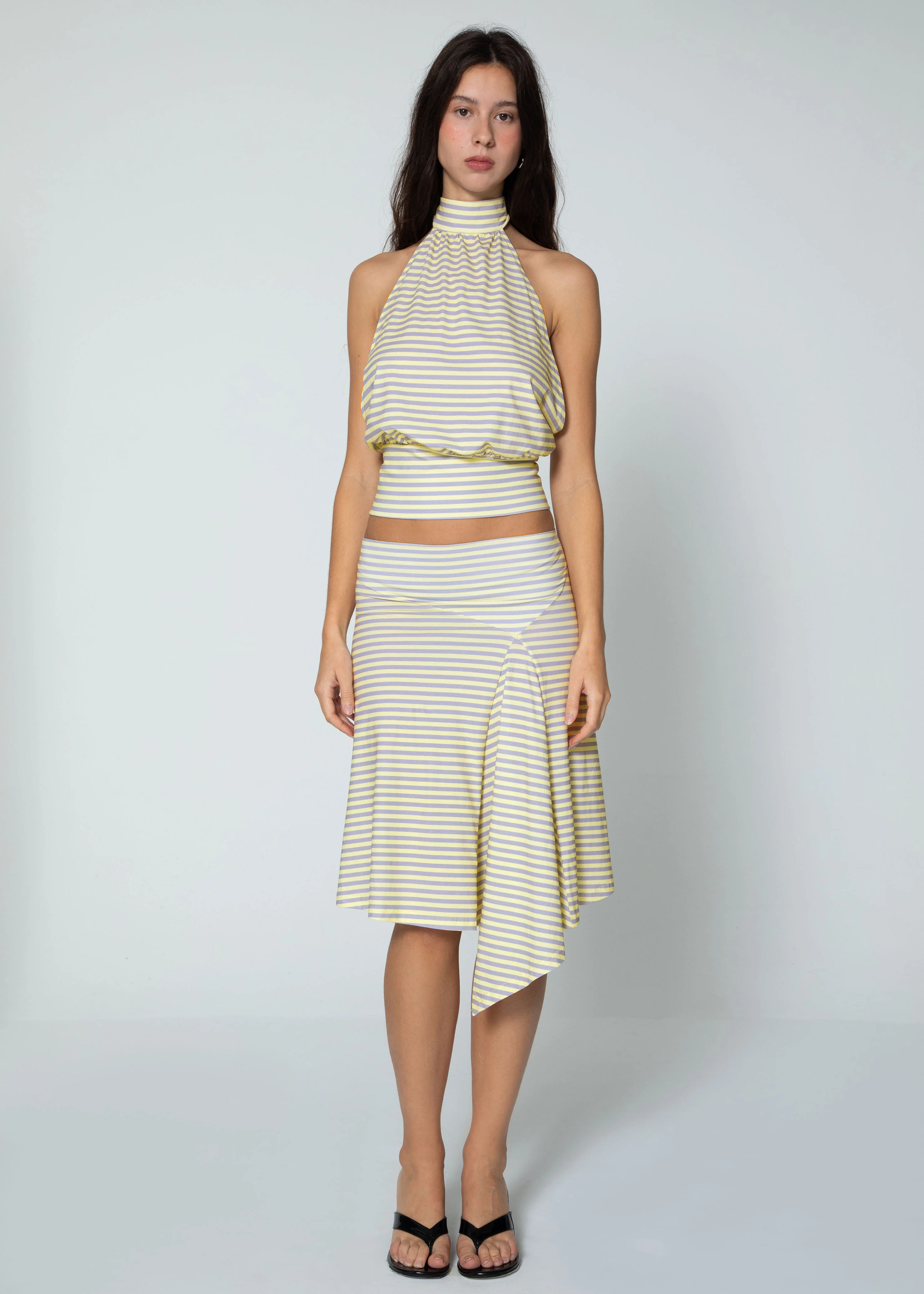 STRIPED HALTER TOP - BUTTER - Image 3