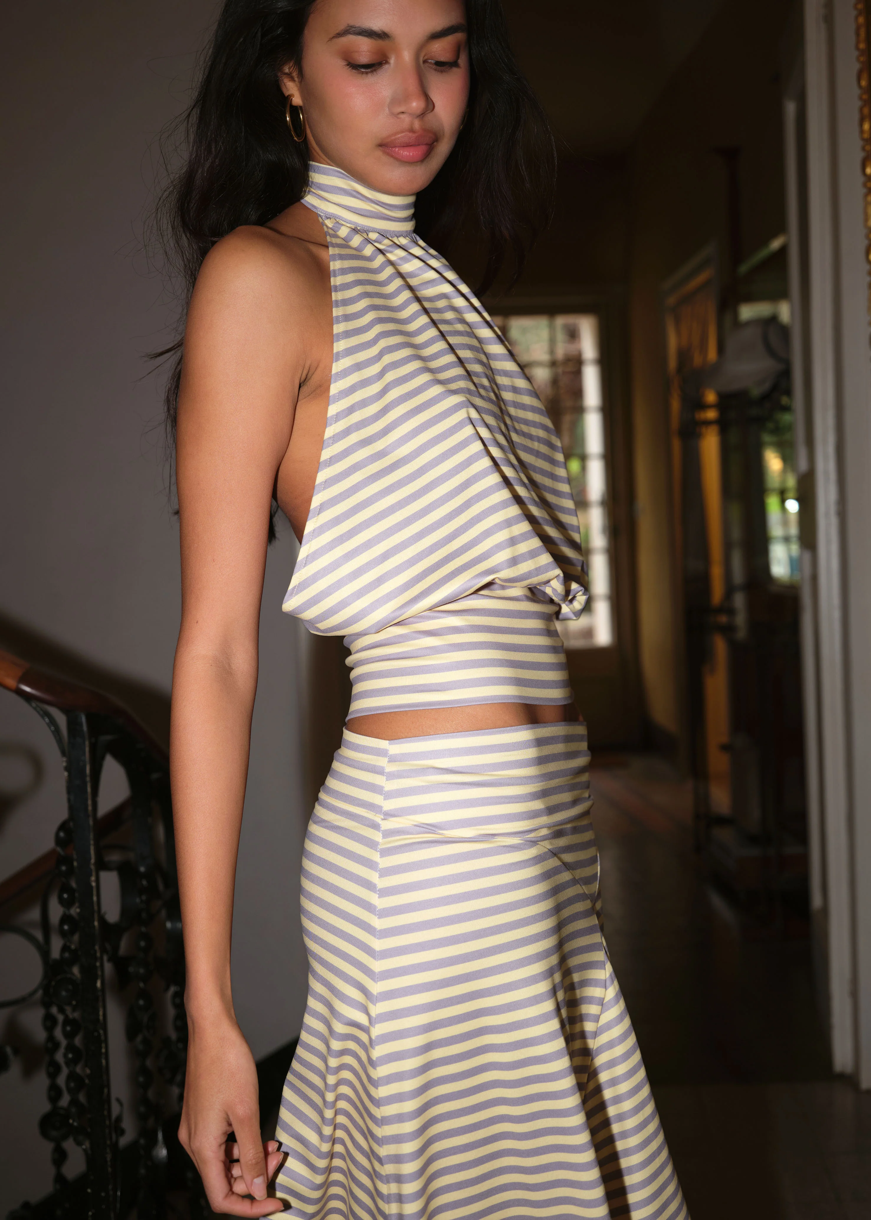 STRIPED HALTER TOP - BUTTER - Image 7
